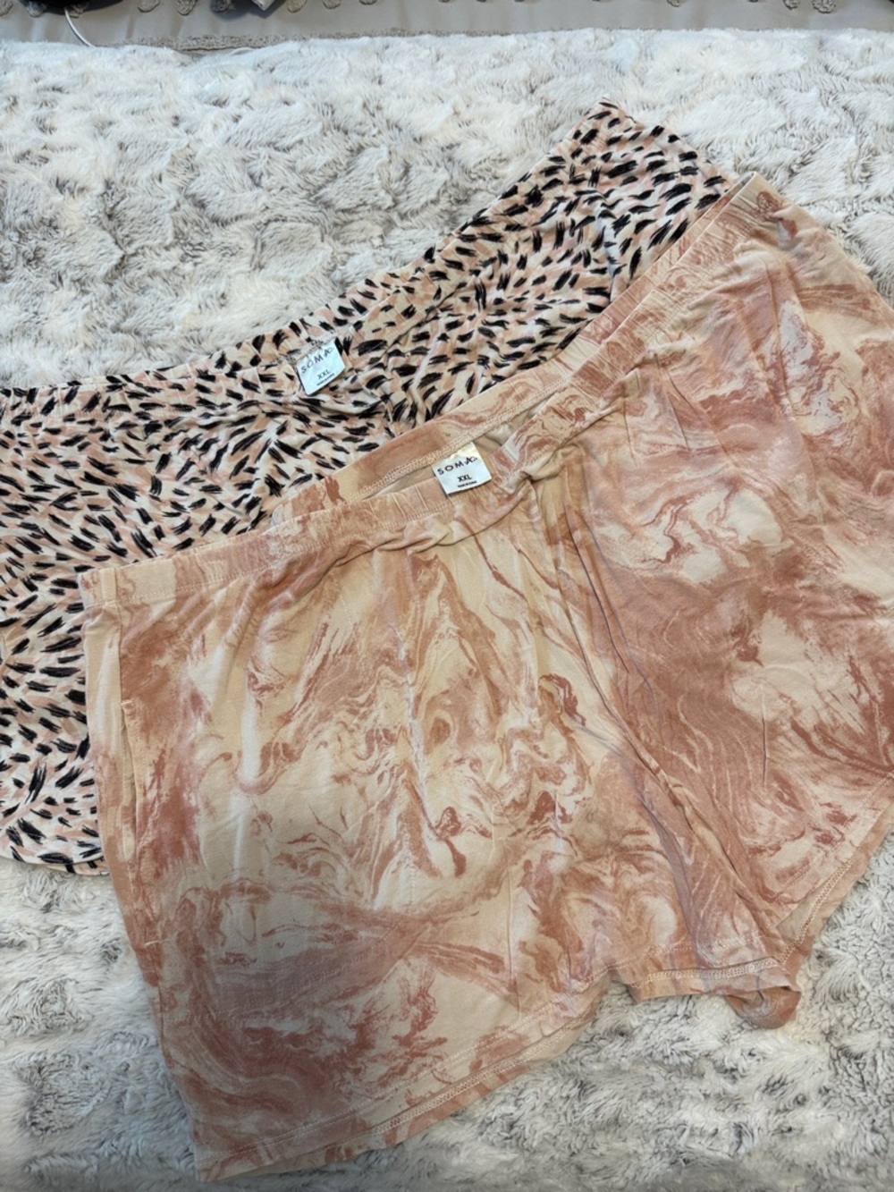 Soma Two Lounge Shorts in Blush and Black-Accent Print XXL
